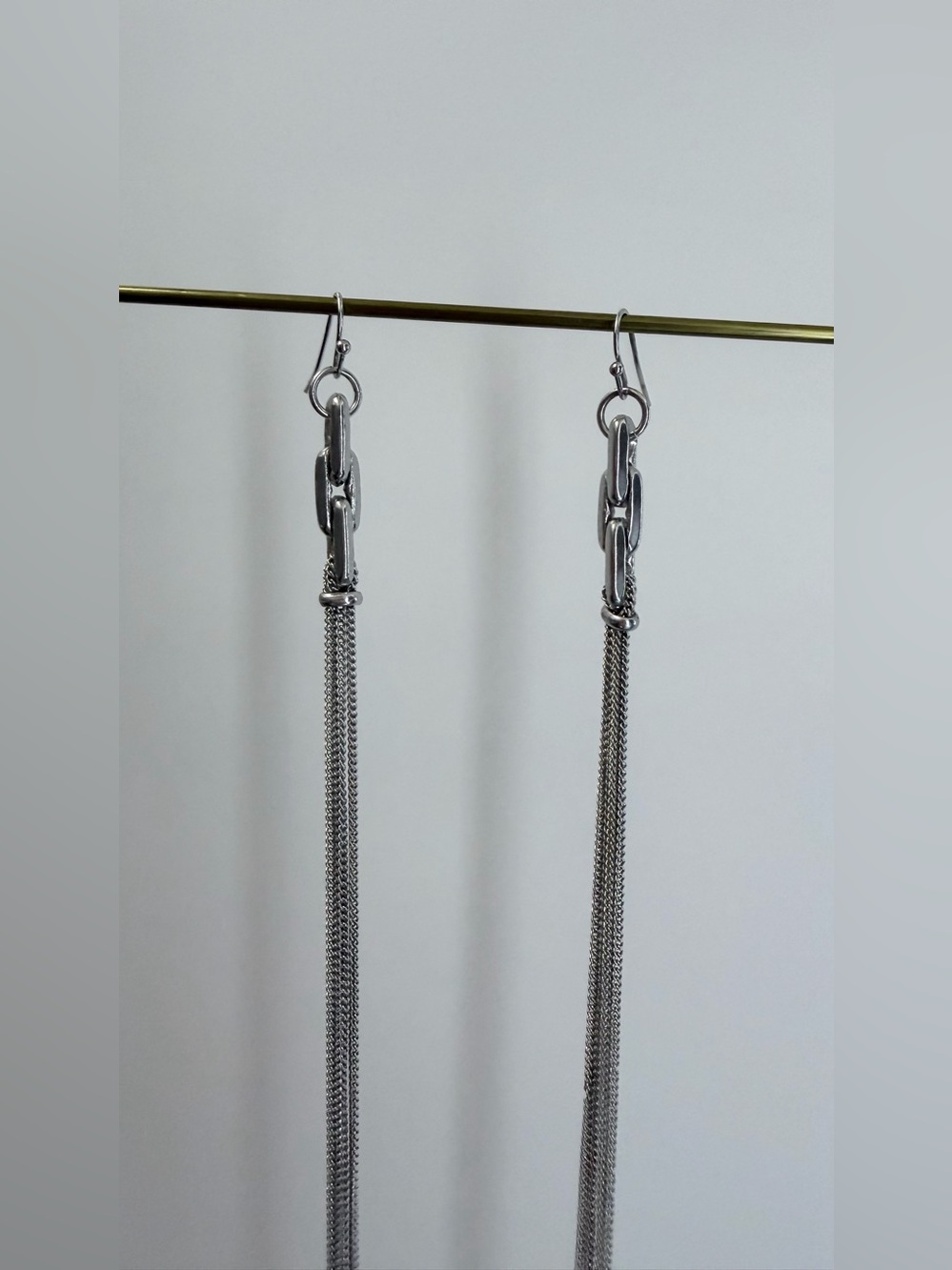 Long Silver Chain Dangle Earrings